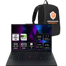 Lenovo Thinkpad P14S Gen 5 Intel Core Ultra 7 155H 48GB 256GB SSD RTX500A/4GB 14.5" Fhd+ W11P Taşınabilir Bilgisayar & Per4 Çanta 21G2004TTXP451