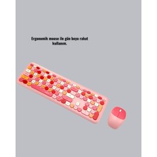 Bi Seyyar Renkli Retro Tuş Takımlı Klavye – 3 Cihaz Bağlantısı, Medya Kısayol Tuşları