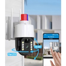 Bi Seyyar Güneş Enerjili Alarmlı Çakarlı Dış Mekan Güvenlik Kamerası