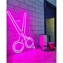 Makas Berber Kuafor Salonu Neon LED Işık Tabela 60 cm