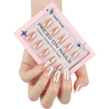 Takma Takma MKBD1725 Kısa Badem Standart Beden 30'lu Tekrar Kullanılabilir Protez Takma Tırnak