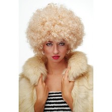 Bi Seyyar Altın Renk Kıvırcık Afro Parti Peruğu