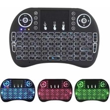 Bi Seyyar Işıklı Kablosuz Mini Klavye ve Dokunmatik Mouse Seti Türkçe Kablosuz