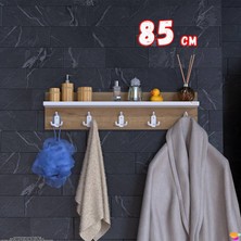 Modilayn Kedi Serisi 81,4X18 cm 5’li Banyo Askısı Seti | 15 Kancalı Raflı Düzenleyici Yer Tasarrufu