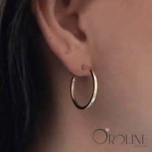 Oroline Kuyumculuk 14 Ayar Halka Desenli Taşsız Kadın Altın Küpe