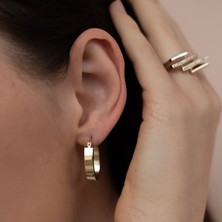 Oroline Kuyumculuk 14 Ayar Altın Oval Taşsız Kadın Küpe