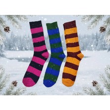 3'lü %93 Pamuk Çizgili Çorap