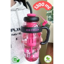Comprox Ice Cream Detox Su Şişesi – 1300ML Bpa Free Big Mug Ice Bottle -Spor Matara