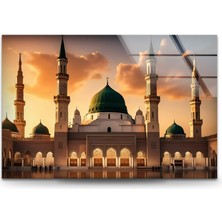 Myphotostation Mescid-I Nebevi Dekoratif Temperli Cam Tablo, Modern Uv Baskılı Duvar Tablosu, Salon ve Ofis Için Şık Duvar Dekoru