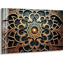 Myphotostation Islam Mandala Dekoratif Temperli Cam Tablo, Modern Uv Baskılı Duvar Tablosu, Salon ve Ofis Için Şık Duvar Dekoru