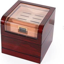 Cohiba Ispanyol Sedir Ağacı Üretim Camlı 3 Çekmeceli Nem Ölçerli Humidor Puro Kutusu