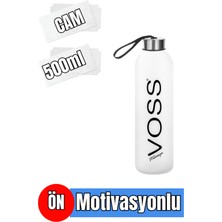 Comprox Voss Siyah 500ML Sporcu Cam  Su Şişesi Motivasyonlu Sızdırmaz Matara Suluk