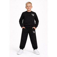 Zepkids Baskılı Nakışlı Siyah Renk Erkek Çocuk Eşofman Takımı