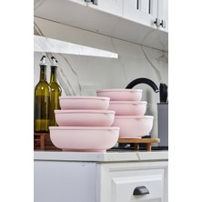 Homer 3'lü Kapaklı Karıştırma ve Saklama Kabı Seti - Büyük Boy Pembe Hamur ve Salata Kasesi (1.6 - 4.25 Lt)