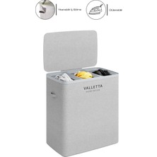 Valletta Paloma 120L Üç Yıkanabilir Bölmeli Katlanabilir Kumaş Kirli Çamaşır Sepeti Light Gray XL