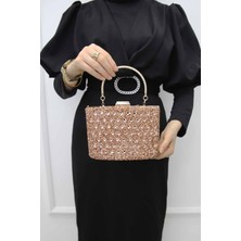 Roza Çanta Kadın Rose Taşlı Abiye Clutch Portföy Çanta