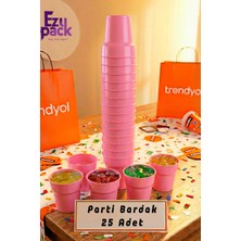 Ezupack 25'li 180 cc Pembe Renk Lüx Sert Plastik Parti Bardak Doğum Günü Sunum Davet Nişan Söz Akrilik Mika