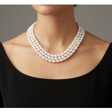 Taşmir Sertifikalı Gerçek Üç Sıra Arpa Inci Kolye