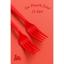 Ezupack 25'li Lüx Sert Plastik Kırmızı Çatal Parti Doğum Günü Sunum Davet Nişan Söz Kullan At Organizasyon