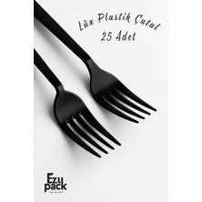 Ezupack 25'li Lüx Sert Plastik Siyah Çatal Parti Doğum Günü Sunum Davet Nişan Söz Kullan At Organizasyon