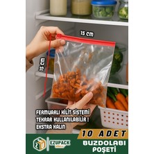 Ezupack 15X15CM Fermuarlı Difriz Derin Dondurucu Buzdolabı Poşeti Buzluk Düzenleyici Organizer Saklama Kabı