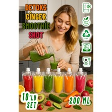 Ezupack 200ML 10'lu Smoothie Detoks Ginger Şeffaf Plastik Sızdırmaz Organik Meyve Suyu Meybuz Içecek Poşeti