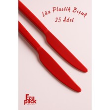 Ezupack 25'li Lüx Sert Plastik Kırmızı Bıçak Parti Doğum Günü Sunum Davet Nişan Söz Kullan At Organizasyon