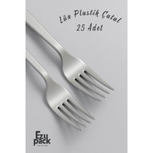 Ezupack 25'li Lüx Sert Plastik Gümüş Çatal Parti Doğum Günü Sunum Davet Nişan Söz Kullan At Organizasyon