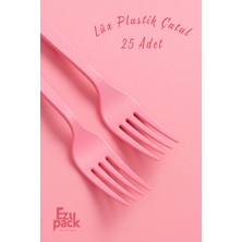 Ezupack 25'li Lüx Sert Plastik Pembe Çatal Parti Doğum Günü Sunum Davet Nişan Söz Kullan At Organizasyon