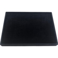 Özer Kutu Yüzük Standı-Tablası 140 Lı  Batırmalı Siyah Süet 25X35