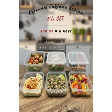 Ezupack 6lı 500ML Eko Sızdırmaz Kapaklı Mikrodalga Difriz Derin Dondurucu Buzluk Düzenleyici Saklama Kabı