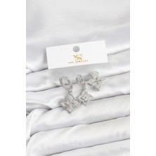 Clariss Pirinç Gümüş Renk Yonca Model Ysx Trio Küpe Seti