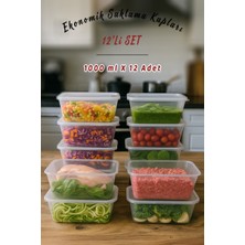 Ezupack 12LI 1000ML Eko Sızdırmaz Kapaklı Mikrodalga Difriz Derin Dondurucu Buzluk Düzenleyici Saklama Kabı