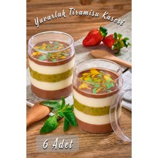Ezupack 6'lı Yuvarlak Tiramisu Cup Mika Kase Plastik Şeffaf Kapaklı Sunum Kabı Tatlı & Meze ve Salata Kap