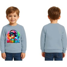 Sedirli Unisex Roblox Baskılı Çocuk Swaetshirt 3 Iplik Şardonlu
