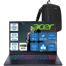 Acer Predator Helıos Neo 16S Aı Intel®core™ Ultra 9 275HX 128GB Ddr5 2tb SSD 8GB/RTX5070 115W OLED 16"wqxga 2560 x 1600 240Hz Freedos Gaming Bilgisayar. NHQZFEY002F34+ZETTAÇANTA