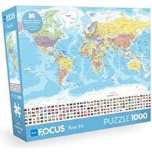 Daphne Mall Blue Focus 1000 Parça - World Map (Dünya Haritası)