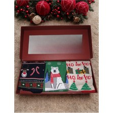 Christmas Socks Yılbaşı Desenli Unisex Yetişkin Çorap 3'lü Hediye Set