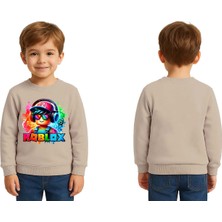 Sedirli Unisex Roblox Baskılı Çocuk Swaetshirt 3 Iplik Şardonlu