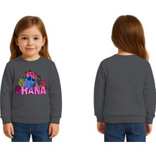 Sedirli Unisex Stitch Baskılı Çocuk Swaetshirt 3 Iplik Şardonlu