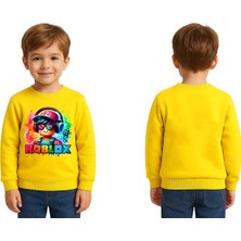 Sedirli Unisex Roblox Baskılı Çocuk Swaetshirt 3 Iplik Şardonlu