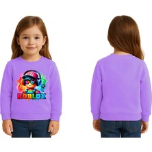 Sedirli Unisex Roblox Baskılı Çocuk Swaetshirt 3 Iplik Şardonlu