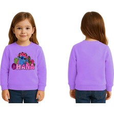 Sedirli Unisex Stitch Baskılı Çocuk Swaetshirt 3 Iplik Şardonlu