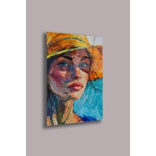 Gxeart Sarı Şapkalı Renkli Kadın – Ekspresyonist Dokulu Cam Tablo