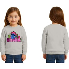Sedirli Unisex Stitch Baskılı Çocuk Swaetshirt 3 Iplik Şardonlu