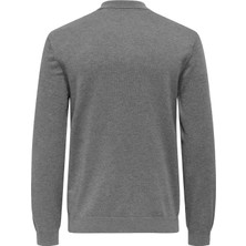 Only & Sons Onswyler Lıfe Reg 14 Half Zıp Polo Knıt Erkek Gray Kazak - 22034225