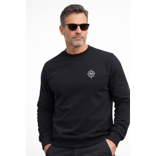 Nerobox Nero Prime Erkek Siyah Nakışlı Pamuklu Sweatshirt | Premium Kalite