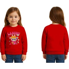Sedirli Unisex Labubu Baskılı Çocuk Swaetshirt 3 Iplik Şardonlu