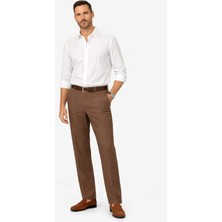 BURSPA Rahat Kesim Pamuklu Keten Koyu Kahve Baba Erkek Pantolon