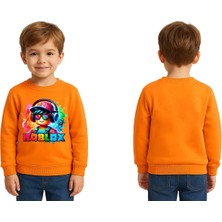 Sedirli Unisex Roblox Baskılı Çocuk Swaetshirt 3 Iplik Şardonlu